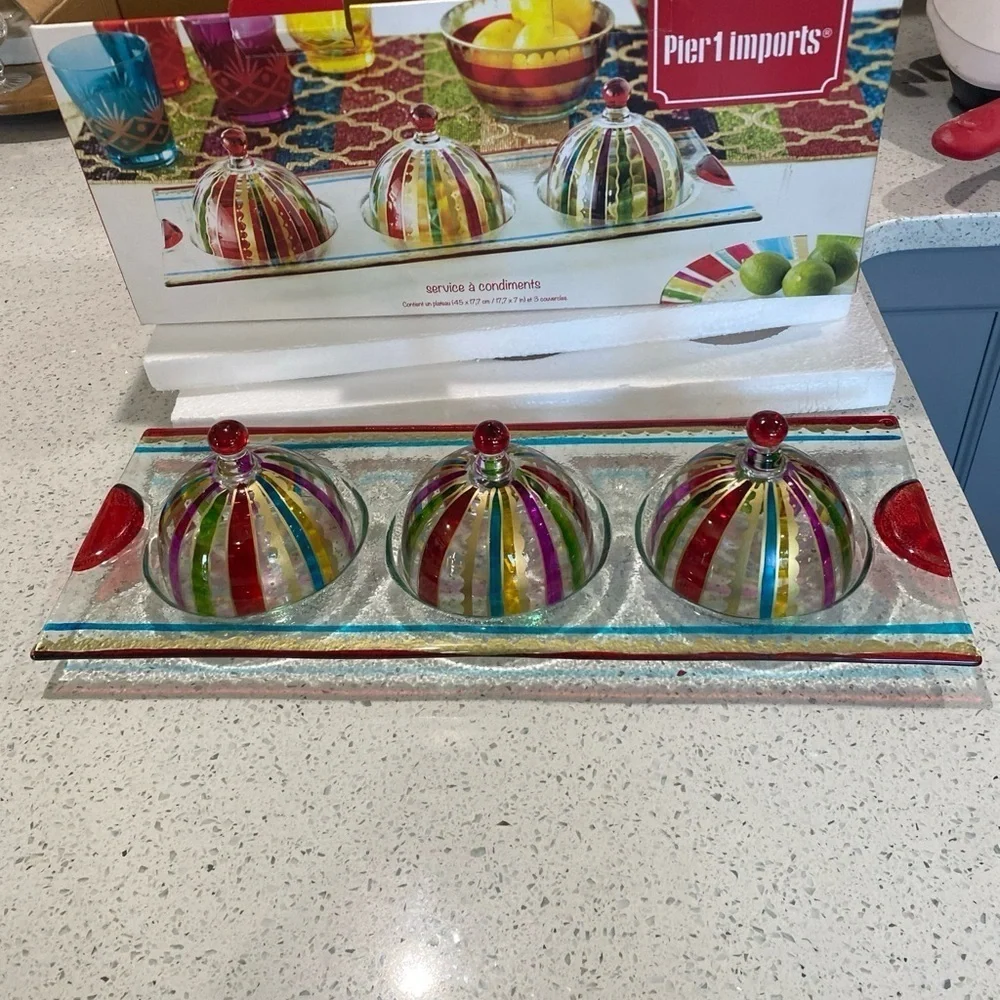 Pier 1 Imports 4 Piece‎ Condiment Set NIB